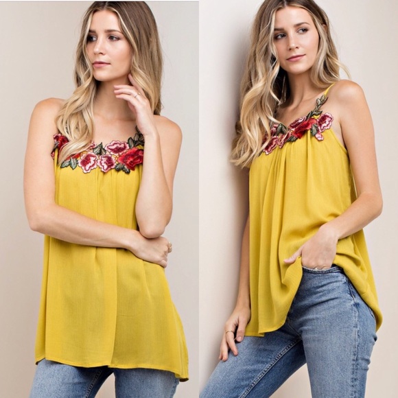 JV Boutique Tops - Floral Embroidered Tank